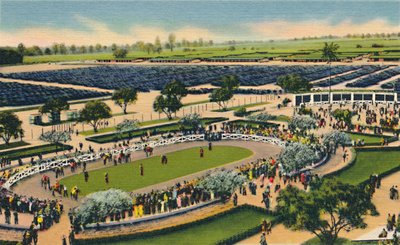 Der Paddock in Santa Anita, Los Angeles Turf Club, Arcadia, Kalifornien, 1930er Jahre von Unbekannt