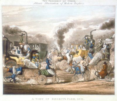 Der Fortschritt des Dampfes. Eine Ansicht im Regents Park, 1831 von Unbekannt