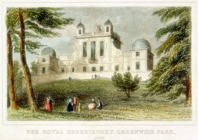 Das Royal Greenwich Observatory, Flamsteed House, Greenwich Park, London, ca. 1835 von Unbekannt
