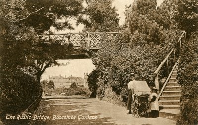 Die rustikale Brücke, Boscombe Gardens, Bournemouth, Dorset, um 1900-1919 von Unbekannt
