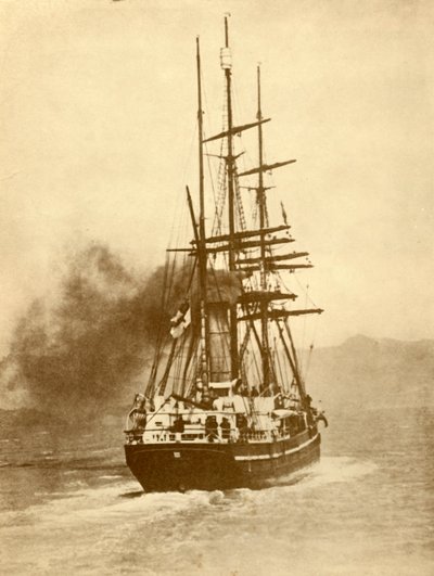 Die Terra Nova, ein berühmter Walfänger, der an mehreren britischen Antarktis-Expeditionen teilgenommen hat, um 1900 von Unbekannt