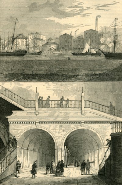 Der Themse-Tunnel, wie er bei der ursprünglichen Eröffnung für den Verkehr aussah, um 1872 von Unbekannt