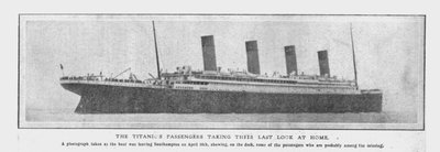 Die Passagiere der Titanic nehmen ihren letzten Blick auf die Heimat, 20. April 1912 von Unbekannt