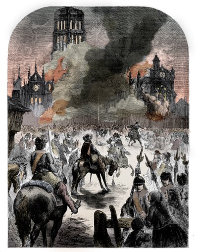 Der Brand der St. Pauls Kathedrale während des Großen Brandes von London, um 1902 von Unbekannt