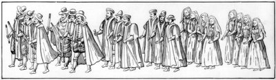 Die treuen Untertanen, die die Prozession bei Elizabeths Beerdigung führten, 1603 von Unbekannt