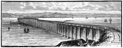 Die erste Tay-Brücke von Süden, Schottland von Unbekannt