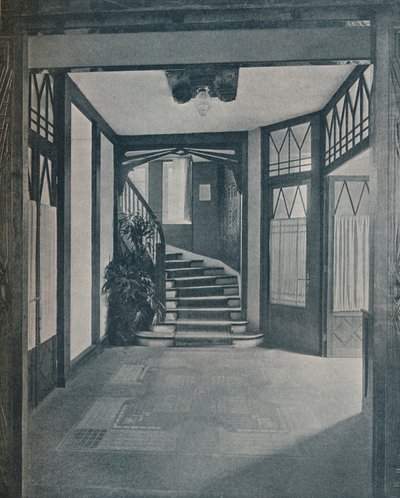 Der Boden und die Treppe des Behrens-Hauses, entworfen von Peter Behrens, 1901 von Unbekannt