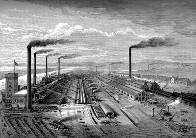 Die Eisen- und Stahlwerke in Barrow, ca. 1880 von Unbekannt