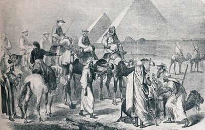 Die königliche Gesellschaft verlässt das Lager in Gizeh, Ägypten von Unbekannt