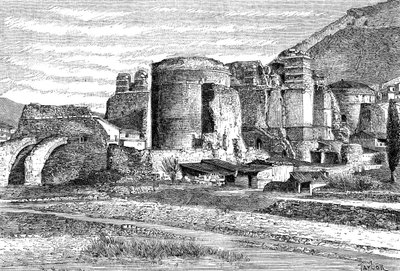 Die Ruinen der Basilika in Pergamon, Türkei von Unbekannt