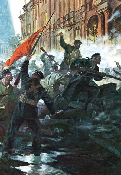 Die Erstürmung des Winterpalastes, St. Petersburg, Russische Revolution, Oktober 1917 von Unbekannt