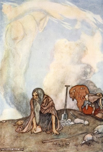 Das weiße Pferd war aus ihren Augen verschwunden wie ein Nebelkranz, um 1910 von Unbekannt