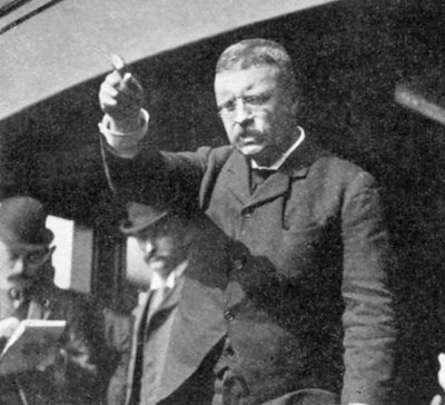 Theodore Roosevelt spricht bei einem Treffen im Bundesstaat New York, 1901 von Unbekannt