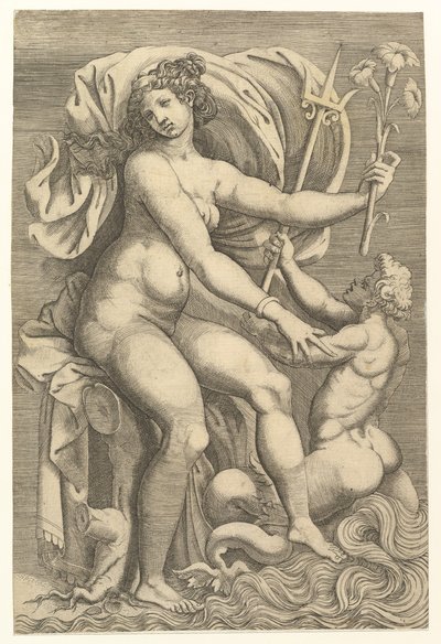 Thetis sitzt mit einem Triton, 16. Jahrhundert von Unbekannt