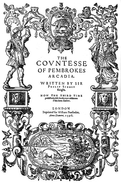 Titelseite von The Countess of Pembrokes Arcadia von Sir Philip Sidney, dritte Ausgabe, 1598 von Unbekannt