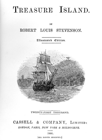 Titelseite von Die Schatzinsel von Robert Louis Stevenson, 1886 von Unbekannt
