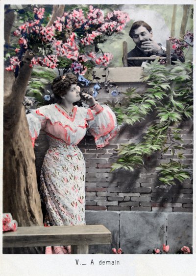 Morgen, französische Vintage-Postkarte, ca. 1900 von Unbekannt