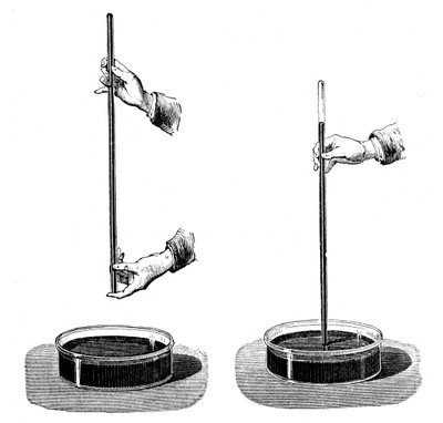 Torricellis Demonstration der Wirkung des atmosphärischen Drucks auf eine Flüssigkeitssäule, 1643, 1873 von Unbekannt