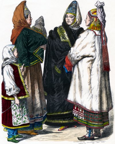 Traditionelle russische Tracht, um 1850 von Unbekannt