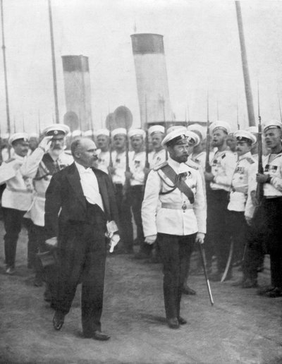 Zar Nikolaus II. mit dem französischen Präsidenten Raymond Poincare, 1914 von Unbekannt