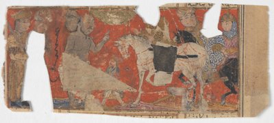 Unidentifizierte Szene und Textfragment aus einem Shahnama Buch der Könige, ca. 1330-40 von Unbekannt