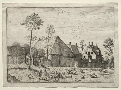 Ansicht von Dörfern in Brabant und Campine: Hirten mit Herde, um 1559 von Unbekannt
