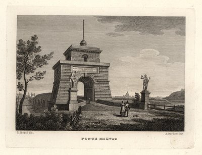 Ansicht der Milvischen Brücke, Ponte Milvio, Rom von Unbekannt