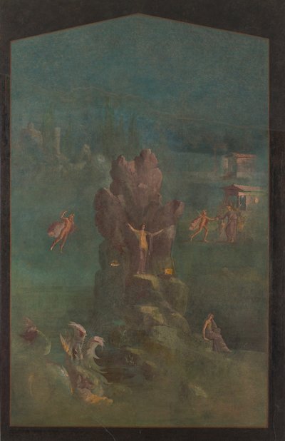 Wandmalerei: Perseus und Andromeda in Landschaft, aus der kaiserlichen Villa..., 1. Jahrhundert v. Chr. von Unbekannt