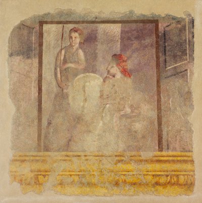 Wandmalereifragment von der Nordwand des Raums H der Villa von P. Fannius..., ca. 50-40 v. Chr. von Unbekannt