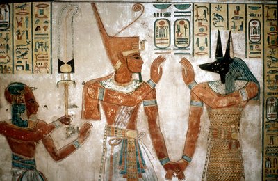 Wandmalerei aus dem Grab des Sohnes von Ramses III., Tal der Königinnen, Luxor, Ägypten, ca. 12. Jahrhundert v. Chr. von Unbekannt