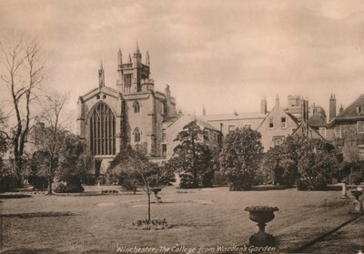 Winchester College vom Wardens Garden, Hampshire, frühes 20. Jahrhundert von Unbekannt