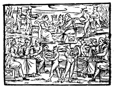 Hexen und Zauberer beim Sabbatmahl, 1608 von Unbekannt
