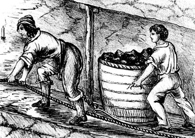 Frau und Junge arbeiten in einer Kohlenmine, Bolton, Lancashire, 1848 von Unbekannt