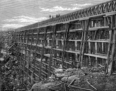 Holzbrücke auf der Union Pacific Railroad, Dale Creek, Wyoming, USA, 1869 von Unbekannt