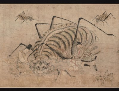 Yorimitsu tötet Tsuchigumo (Detail des Rollbildes Tsuchigumo no Soshi Emaki), 13. Jahrhundert von Unbekannt