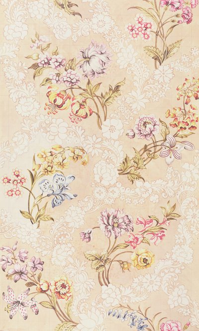 Blumendesign mit Pfingstrosen, Lilien und Rosen für Spitalfields-Seide, von Anna Maria Garthwaite (1690-1763), 1744 von Unbekannt Unbekannt