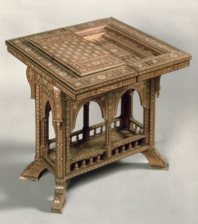 Spieltisch, mit aufwendiger Elfenbein- und Ebenholzeinlage, indo-portugiesisch, um 1830 von Unbekannt Unbekannt