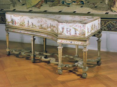 Cembalo, Chinoiserie-Figuren auf weißem Lackhintergrund von der Dagly-Werkstatt, möglicherweise Gerard Dagly, 1710 von Unbekannt Unbekannt