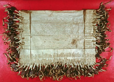Mittelalterlicher Protestbrief des böhmischen Adels gegen die Behandlung von Jan Hus (ca. 1369-1415) durch das Konzil von Konstanz, 1415-16 von Unbekannt Unbekannt