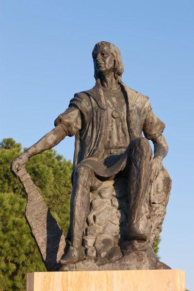 Statue von Christoph Kolumbus im Kloster La Rabida, Provinz Huelva, Andalusien, Südspanien von Unbekannt Unbekannt