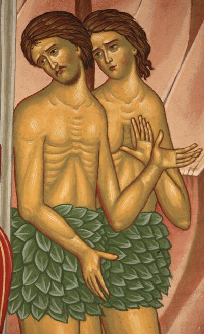Adam und Eva. Sankt-Antoine-le-Grand orthodoxe Kirche, Saint-Laurent-en-Royans, Frankreich von Unbekannt