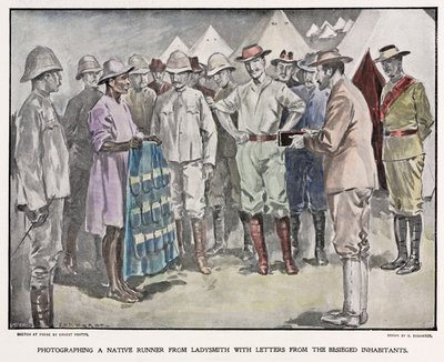 Afrikaner übergibt Briefe an britische Soldaten während des Burenkriegs, um 1900 von Unbekannt
