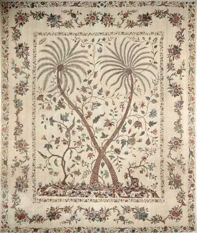 Bettüberwurf mit Palmenmotiven von der südlichen Koromandelküste, ca. 1770 (Baumwolle) von Unbekannt