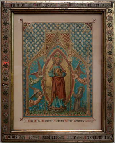 Bevere. Pfarrkirche (Sint-Pietersbanden). Innenraum. Andachtsfarbdruck. S Lucas Schule Gent, Eigentum 1875, W Z Dreyt Brügge. Neugotisch. von Unbekannt