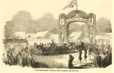 Britisches Reitpferd mit Kutsche in Bombay, ca. 1800 (Illustration) von Unbekannter Künstler