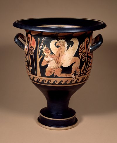 Kampanischer rotfiguriger Glockenkrater, dekoriert mit einem Arimasp im Kampf mit einem großen Greif, ca. 340 v. Chr. von Unbekannt