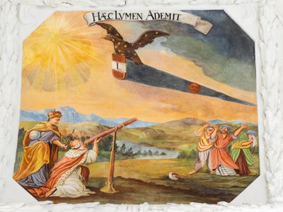 Deckenfresko im Seitenschiff der St. Katharinenkirche, allegorische Darstellungen der Siege von Kaiser Leopold I. über die Osmanen, Mausoleum der Habsburger, Graz, Steiermark, Österreich, Europa von Unbekannter Künstler