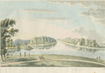 Chillington Park - Teich: Aquarellmalerei, undatiert [um 1820] von Unbekannt
