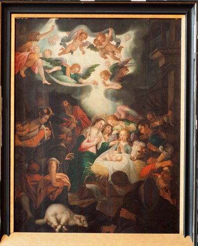 Basilika Notre-Dame de Tongre. Innenansicht. Triptychon. Die Geburt. von Unbekannter Künstler