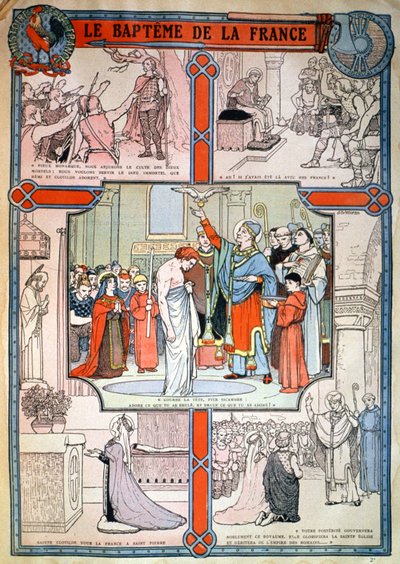 Taufe von Chlodwig durch den Heiligen Remigius in Reims, ca. 1930 von Unbekannter Künstler